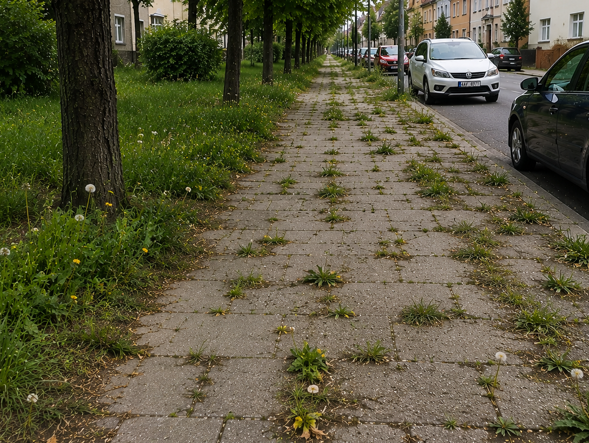 postřik chodníků za účelem potlačení plevelů